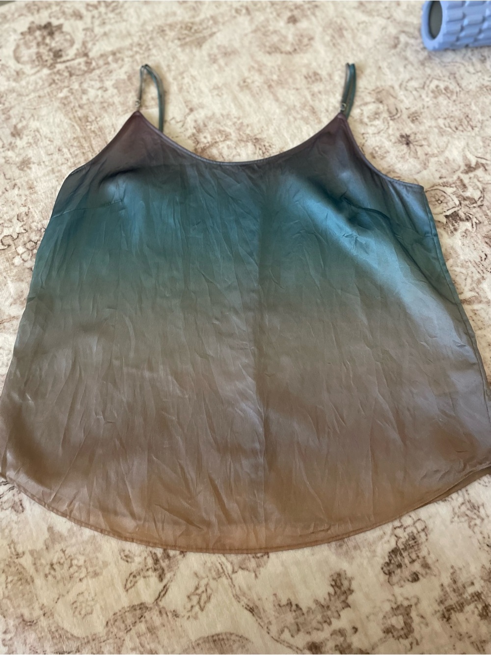 Silk-Look Ombre Cami Tank Top - Green to Brown